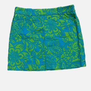Lilly Pulitzer Blue and Green Floral Mini Skirt